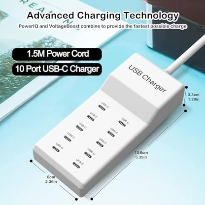 USB C Charger, 10 Ports USB Charging Station, 50W Multi-Port USB C Charger - size: 10Ports-50W