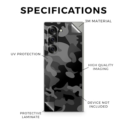 Phone Skin Compatible with Samsung Galaxy Z Fold 6 - Black Camo - Premium 3M Vinyl Protective Wrap Decal Cover - Easy to Apply | Crafted in The USA by MightySkins - color: Black Camo, style: Matte Finish