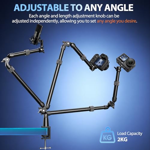 EMART 40" Overhead Camera Mount with Serrated Bite Magic Arm&1/4" Ball Head - color: Thick Stick C-Clamp