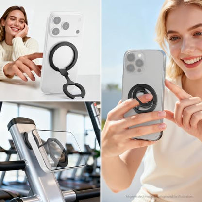 NEEWER Magnetic Phone Grip, Dual Side Magnet Cell Phone Ring Holder Stand Foldable Kickstand Portable Compatible with MagSafe iPhone Samsung Android for Car Mount Workout Gym Video Recording, PA140 - style: PA140