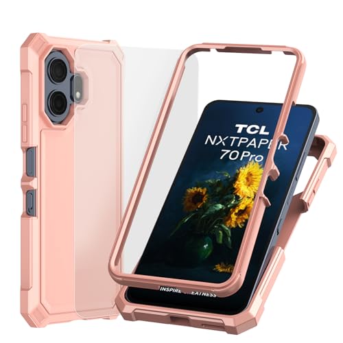 Ailiber for TCL 70 Pro NxtPaper Case, Dual Layer Screen Protector-Rose Gold | Slim Lightweight Rugged with Anti-Slip Grip. Dual Layer Air-Guard Corners, Flexible TPU Bumper Protective Cell Phone Cover - color: Rose Gold