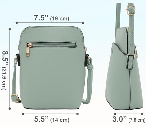 Small Crossbody Bag with Gold Hardware, Mini Shoulder Purse with Adjustable Strap - color: Mint