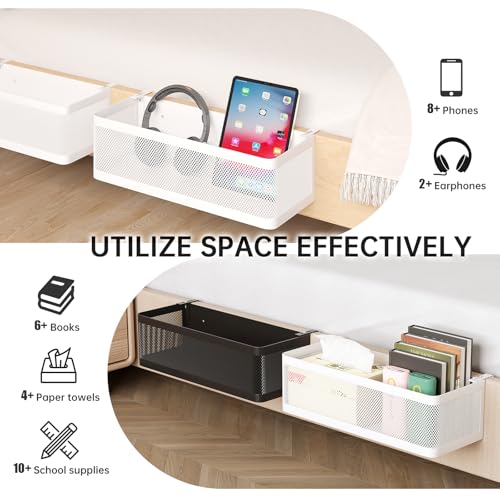 Bedside Caddy Shelf for Bunk Bed, White, L13.78in*W5.12in*H3.94in - color: White, size: L13.78in*W5.12in*H3.94in