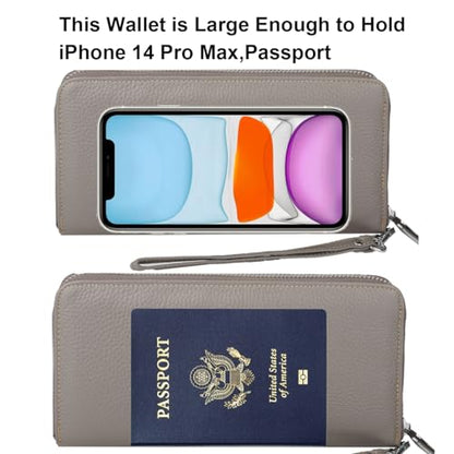 Small Compact Women Wallet RFID Blocking Genuine Leather Bifold Purse with ID Windows - color: 1- Pebbled Gray, size: One Size