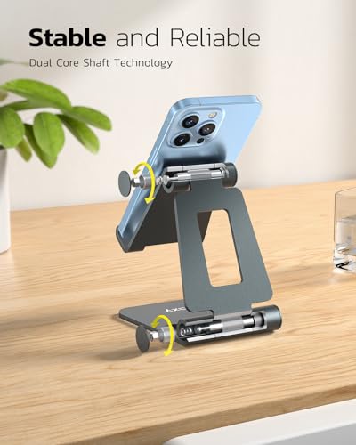 Nulaxy Full Aluminum Dual Folding Cell Phone Stand for Desk, Gray - color: D-Grey