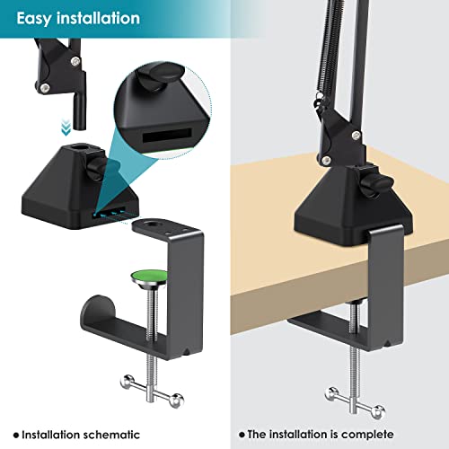 YOUSHAERS Table Mount Clamp, Heavy-Duty Metal Mic Clamp Holder for Mic Boom Arm Stand & Overhead Phone Mount Stand, Fits up to 2.48in/6cm Desktop - color: 01_Black