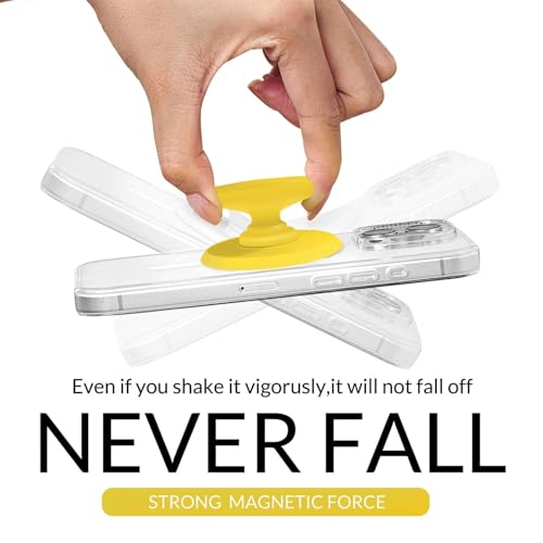 for MagSafe Phone Grip,Soft Silicone Magnetic Collapsible Cell Phone Finger Grip for iPhone 17/16/15/14/13,12 and Smartphones Tablets - Yellow - color: Yellow