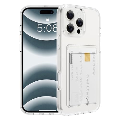 Gukalong Clear Wallet Case for iPhone 16 Pro with Credit Card Holder | Hard PC Heavy Duty Shockproof Protection Anti-Scratch Phone Cover Card Slot Anti-Yellowing Case for Women Men - size: for iPhone 16 Pro