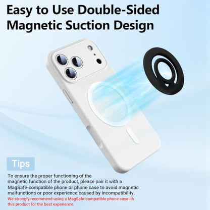 Double Sided Magnetic Silicone Ring Grip Phone Holder, Soft and Portable, Strong Magnetic Attraction, Compatible with iPhone 17/16/15/14/13/12 MagSafe Phone Case Accessories (Lilac) - color: Lilac