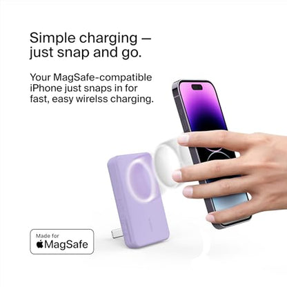 Belkin 5000mAh 7.5W MagSafe Power Bank with Kickstand - color: Purple