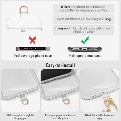 Phone Charm Strap Detachable Wrist Strap For iPhone Anti Theft Strap Phone Chain Wristlet - color: Metallic Gold