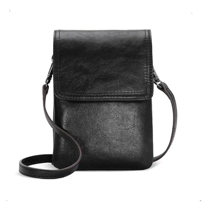 Iswee Rfid Blocking Small Crossbody Bag for Women Travel Classic Style | Genuine Leather,Adjustable Shoulder Strap,Fits 6.9" Phone,Anti-Theft Purse,Perfect for Daily Use and Weekend Travel - color: Black