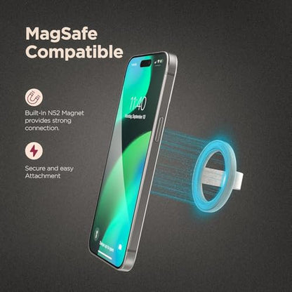 Encased Magnetic Phone Grip Holder (Compatible with MagSafe) Thin Silicone Finger Loop Ring for iPhone (Blue Glitter) - color: Blue Glitter