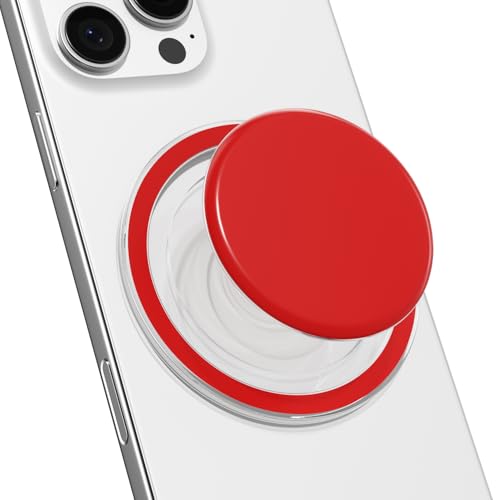 Svanove Magnetic Cell Phone Grip Compatible with Magsafe, Collapsible Phone Stand Holder Round Expanding Kickstand for iPhone Samsung Mobile Phones, Cute Soft Silicone Glossy Jelly, Red - color: Red, style: Magnetic