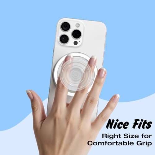 Svanove Magnetic Phone Grip Compatible with Magsafe, Mag Safe Translucent Clear Grip Collapsible Kickstand for iPhone Samsung Pixel, Cute Transparent Silicone Removable Phone Stand Holder, Clear - color: Clear, style: Magnetic