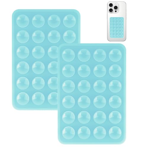 Yojaro 2 Pack Silicone Suction Phone Case Mount, Silicon Adhesive Smartphones Stand Sticky, Non Slip Suction Cup, Hands-Free Phone Accessories Holder for Selfies and Videos Light Blue - color: Light blue