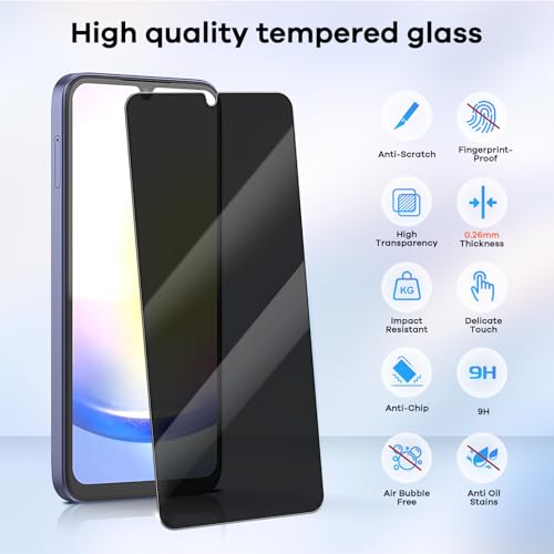 3+3 for Samsung Galaxy A25 5G Privacy Screen Protector Camera Protector - size: Galaxy A25 Privacy