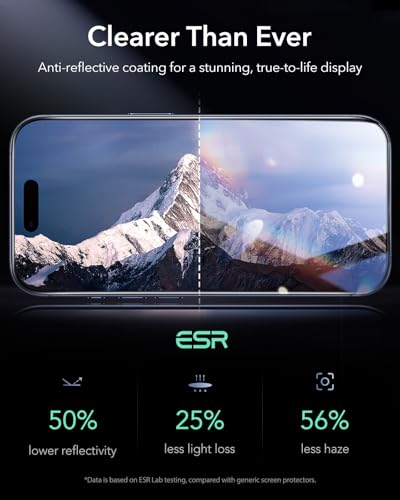 ESR 3 Pack for iPhone 17 Pro Max Screen Protector, Armorite | 7X Impact Absorption, 9H+ Tempered Glass, Easy One-Pull Installation, Full-Coverage Protection, UltraFit Tray, Bubble-Free - size: iPhone 17 Pro Max 6.9 inch