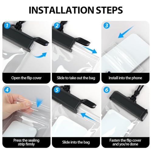 Waterproof Phone Pouch IPX8, Fits 7.2″, Compatible for iPhone, 2 Pcs | IPX8 Waterproof, Side Snap Closure, Dual-Layer Seal, For Swimming, For Diving, Vacation Essential, 2 Pcs