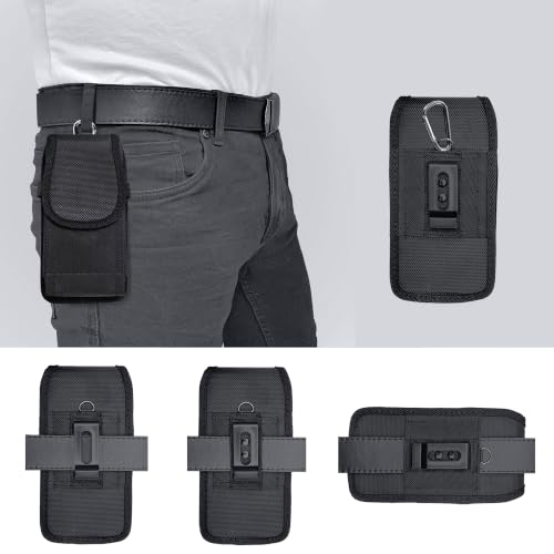 PiTau Holster for Samsung Galaxy S26 S25 S24 S23 S22 S21 S20 S10 S9 S8 A10e A01 Note 10 Cell Phone Belt Holder Case with Belt Clip Loop Nylon Carrying Pouch Cover (Fits Protective Case on) Black