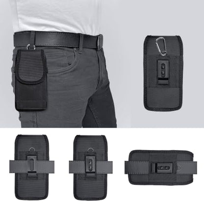 PiTau Holster for Samsung Galaxy S26 S25 S24 S23 S22 S21 S20 S10 S9 S8 A10e A01 Note 10 Cell Phone Belt Holder Case with Belt Clip Loop Nylon Carrying Pouch Cover (Fits Protective Case on) Black