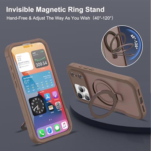 Compatible with iPhone 17 Air Case with Magnetic Ring Stand [Compatible with Mag-Safe] [Built-in Screen Protector] Military-Grade Drop Protection Matte Translucent Phone Case, Desert Brown - color: Desert Brown, size: Iphone 17 Air
