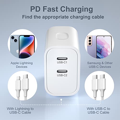 USB C Fast Charger Block, 3 Pack 20W Dual Port USB C Charging Block Brick - color: White