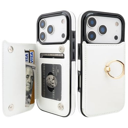 ONETOP for iPhone 18/17 Pro Wallet Case with Credit Card Holder,White - color: White