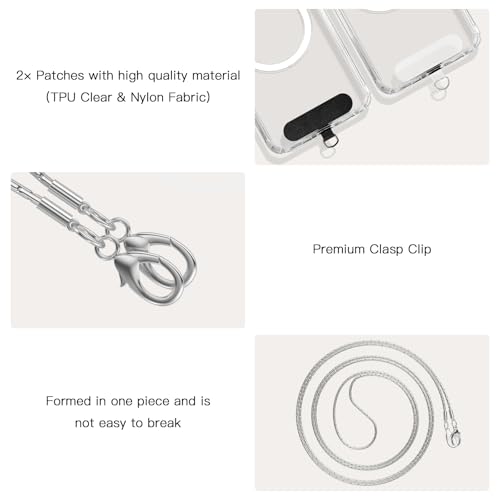 UnnFiko Crossbody Cell Phone Lanyard for Women, Universal Metal Phone Chain Strap Crossbody with 2X Phone Tether Tab, Multifuctional for iPhone and Most Smartphones (Silver) - color: Silver