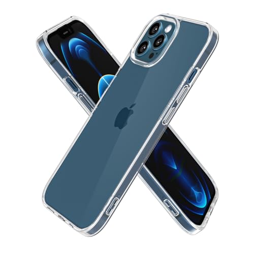oakxco Clear Phone Case for iPhone 12 Pro Max Case, Thin Slim Transparent Hard Plastic Back & Soft Silicone Bumper, Cute Non Yellowing Hybrid Matte TPU Frame Protective Cover for Women, Crystal Clear - color: Clear, size: 12 Pro Max