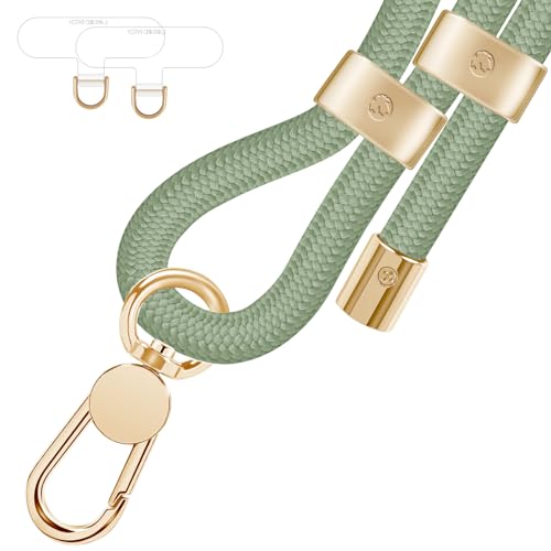 UKON Cell Phone Lanyard,Crossbody Lanyard and Wrist Strap Premium Metal Buckle Phone Charms with 2 X Strap Patch Compatible with All Smartphone(Green) - color: Green