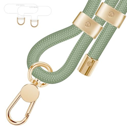 UKON Cell Phone Lanyard,Crossbody Lanyard and Wrist Strap Premium Metal Buckle Phone Charms with 2 X Strap Patch Compatible with All Smartphone(Green) - color: Green