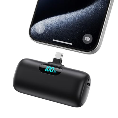 Mini Portable Charger USB C Power Bank,Upgraded 5000mAh PD Fast Charging Battery Pack Built-in USB-C Connector Travel Essential for iPhone17/17Pro/17Pro Max/Air/16 Plus/16Pro Max/15 Series,Android etc
