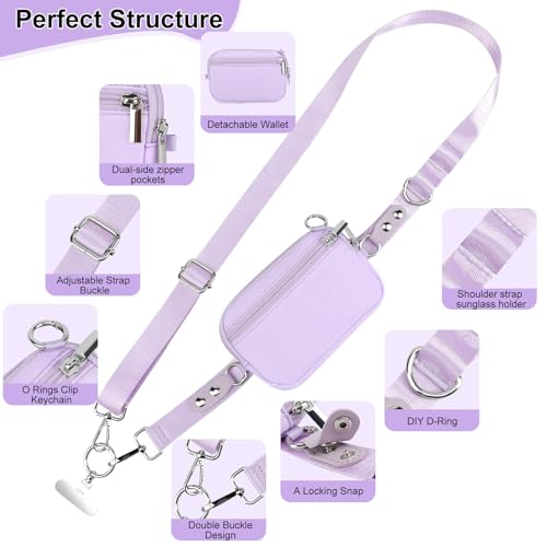 Phone Lanyard Crossbody with Detachable RFID Wallet (Purple) - color: Purple, size: Medium