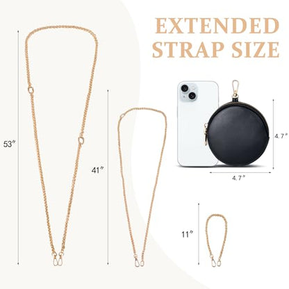 Clip and Go Phone Strap Crossbody with RFID Leather Wallet, Trendy Hands-Free Crossbody Cell Phone Lanyard Chain with Coin Purse for Women, Neck Chain for iPhone and Smartphone, Gold - color: Gold