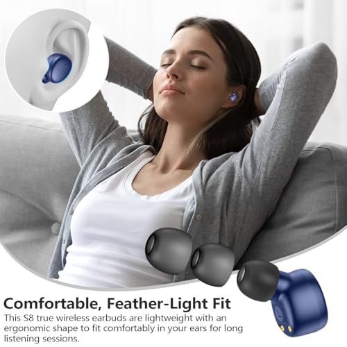MOZOTER Mini Wireless Earbuds Bluetooth 5.3 in Ear Headphones Headsets - color: Blue
