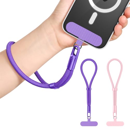 MoKo Phone Wrist Strap Anti-theft, Adjustable Phone Wrist Lanyard - color: Rosegold+purple