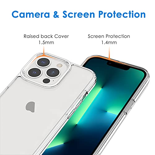 JETech Case for iPhone 13 Pro 6.1-Inch, Non-Yellowing Shockproof Phone Bumper Cover, Anti-Scratch Clear Back (Clear) - color: Clear