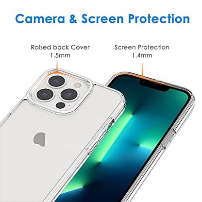 JETech Case for iPhone 13 Pro 6.1-Inch, Non-Yellowing Shockproof Phone Bumper Cover, Anti-Scratch Clear Back (Clear) - color: Clear