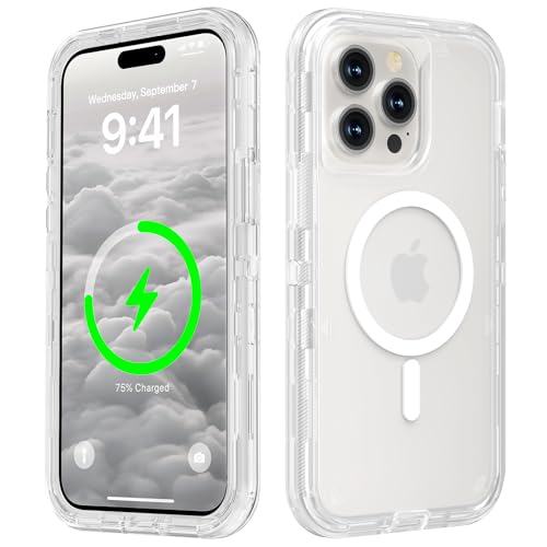 Follaroma for iPhone 14 Pro Max Case, Compatible with MagSafe, Heavy Duty Shockproof Protection Phone Cases, Anti-Drop, Dual Layer Transparent Magnetic Phone Case for iPhone 14 Pro Max, 6.7", Clear - color: Clear, size: iPhone 14 Pro Max 6.7''