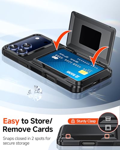 LeYi for iPhone-17-Pro Wallet Case: Black i Phone iphone17 17pro with Card Holder Cover iPone iohone Protective Funda para Military Grade Heavy Duty Men Phone17 iphone17pro Procase, Black - color: Black, size: iPhone 17 Pro 6.3''
