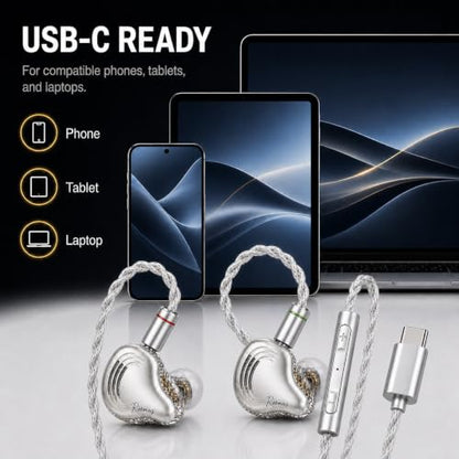 Rosmas Wired Earbuds with Mic,SM10 Pro Wired Gaming IEM Earbuds with Mic, Detachable 2-Pin Cable, 4BA+1DD Hybrid in-Ear Headphones, Secure Over-Ear Fit, 3.5mm for PC and Controllers， Sliver - color: Silver