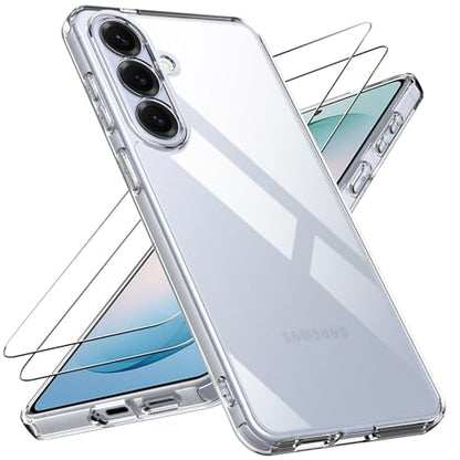 Clear Case for Samsung Galaxy S26+ Plus Case with 2 Pack Screen Protector,Shockproof Soft TPU Bumper and Hard PC Back Phone Case,Non-Yellowing,Anti-Scratch,Drop Protection,Slim Fit Cover Case - color: Samsung S26 Plus