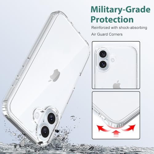 TENOC Phone Case Compatible with iPhone 16, Clear Case Anti-Yellowing Protective Bumper Hard Back Cover for 6.1 Inch - color: Clear Anti-Yellowing, size: iPhone 16