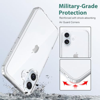 TENOC Phone Case Compatible with iPhone 16, Clear Case Anti-Yellowing Protective Bumper Hard Back Cover for 6.1 Inch - color: Clear Anti-Yellowing, size: iPhone 16
