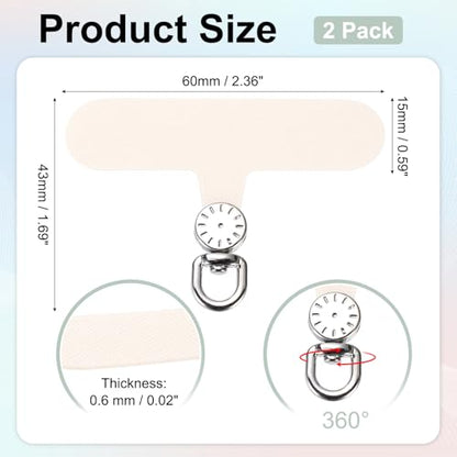uxcell Rotating Phone Lanyard Tab Ultra-Thin No-Adhesive Phone Tether Patch - color: Silver Dial, Beige Patch