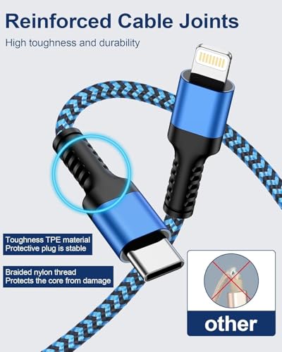 2Pack/6FT iPhone 17e 17 16e Pro Max Charging Cord 2 in 1, USB C to USB C - size: 6 FT, style: USB-C to Lightning