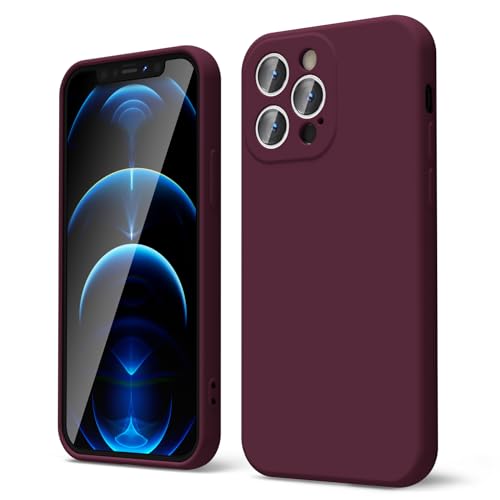 oakxco for iPhone 12 Pro Case Liquid Silicone, Soft Rubber Gel Elegant Aesthetic Basic Simple Cover, Thin Slim TPU Matte Solid Color Plain Smooth Case for Women Men Girl, Burgundy Plum Wine - color: Burgundy, size: 12 Pro