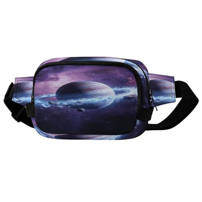Outer Space Fanny Packs for Women Men Double Layer Fashion Waist Pack Adjustable Belt Bag with Pockets Small Crossbody Bags for Running Hiking Workout Travel Daily Use