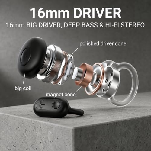 Bluetooth Headphones Wireless Earbuds 360hrs Playtime Wireless Charging Case Digital Display Sports Ear Buds with Earhook Deep Bass IPX7 Waterproof Tablet Over-Ear Earphones for TV Phone Laptop Black